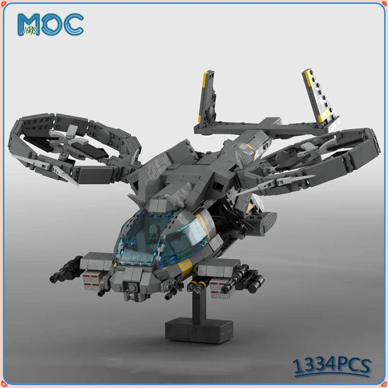 MOC Building Blocks Helicopter SA-9 Kestrel Gunship Set Building Bricks MOC - ToylandEU