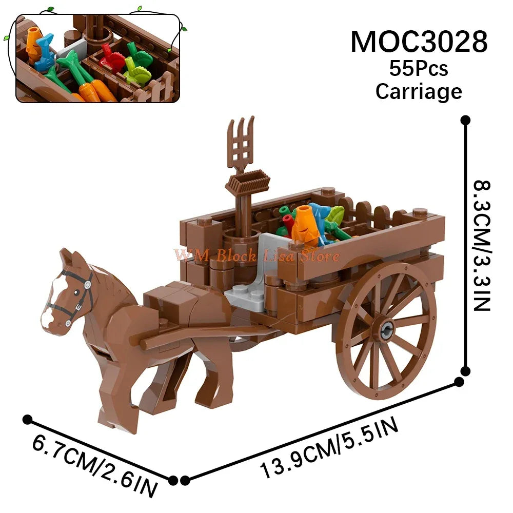 MOC Building Blocks Horse Carriage Set For Friends Fans - ToylandEU