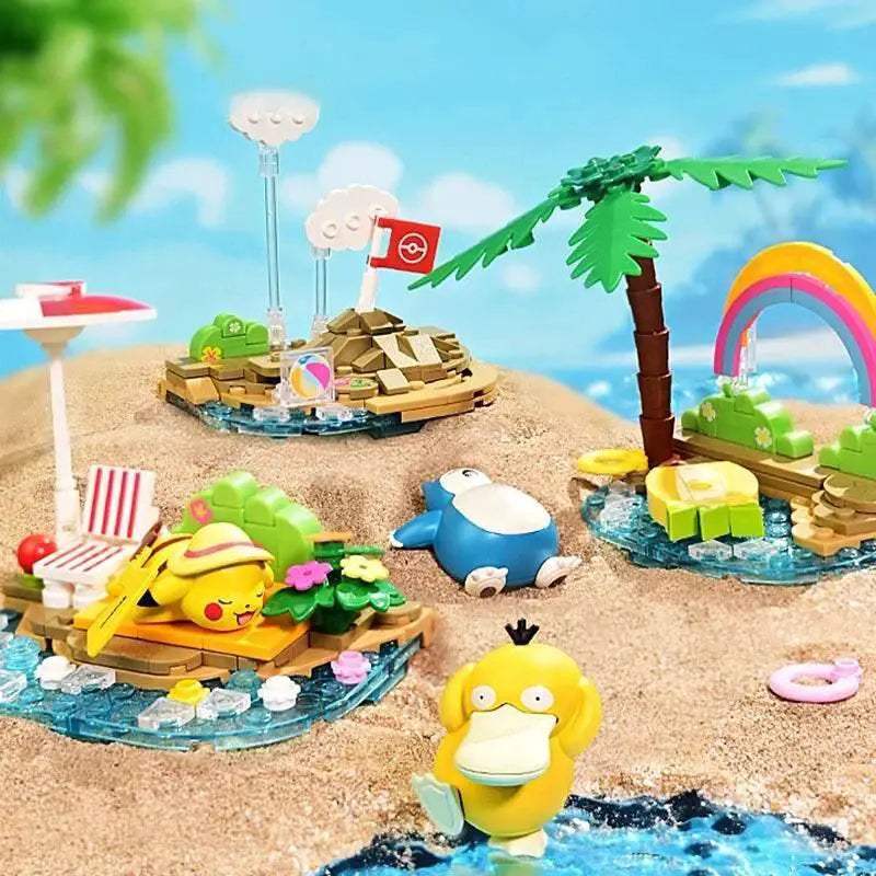Building Blocks Pikachu Psyduck Seaside Party Scene - ToylandEU