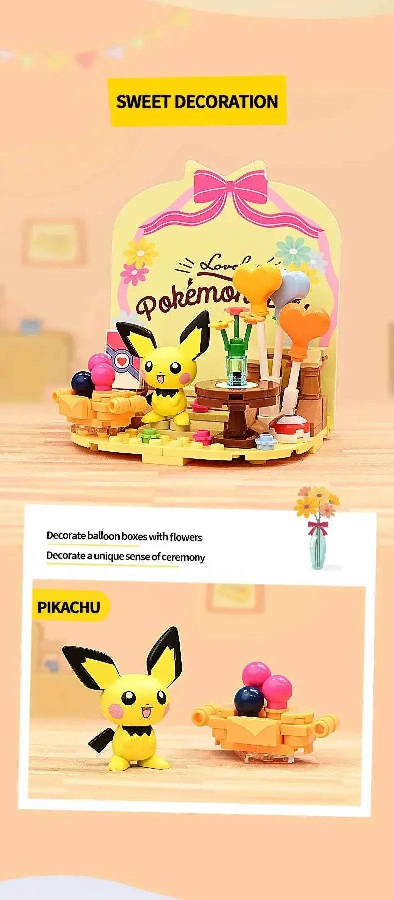 Building Blocks Pikachu Psyduck Seaside Party Scene - ToylandEU