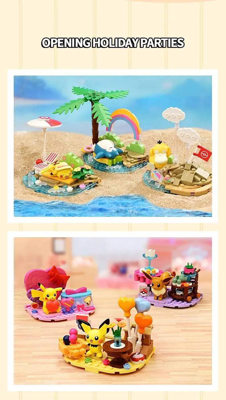 Building Blocks Pikachu Psyduck Seaside Party Scene - ToylandEU