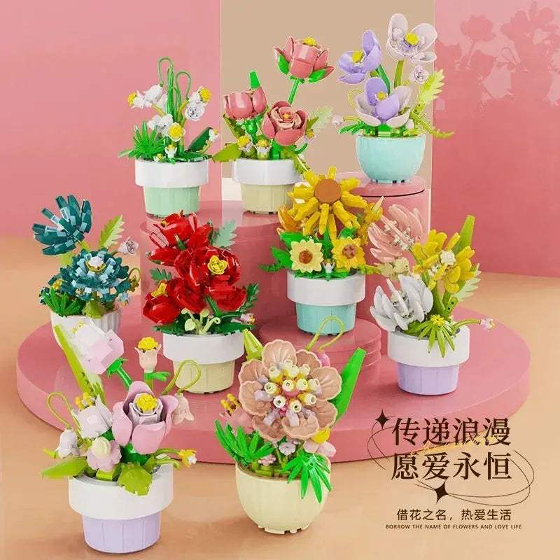 Building Blocks Rose Bouquet Creative Flower Model For Home Decor - ToylandEU