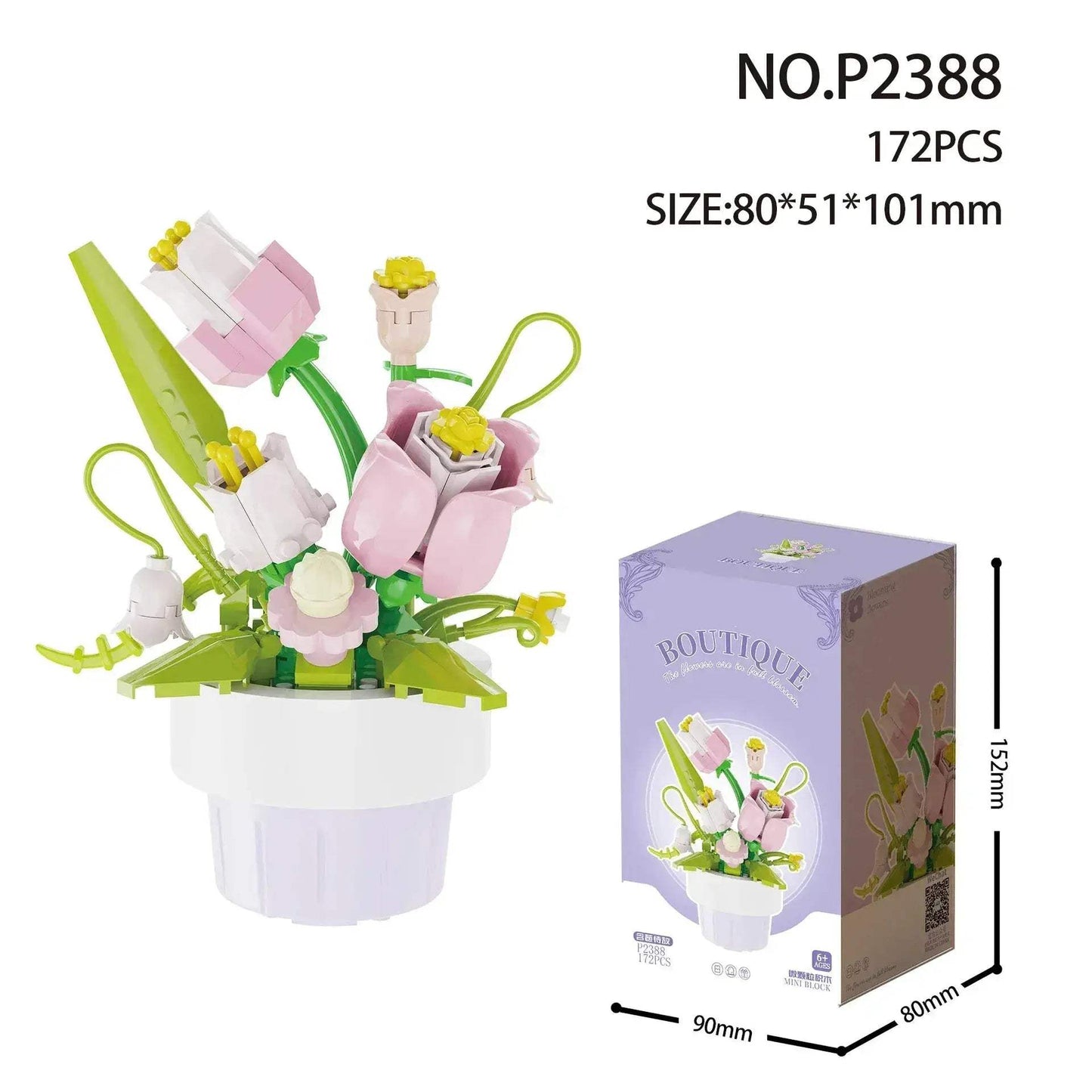 Building Blocks Rose Bouquet Creative Flower Model For Home Decor - ToylandEU