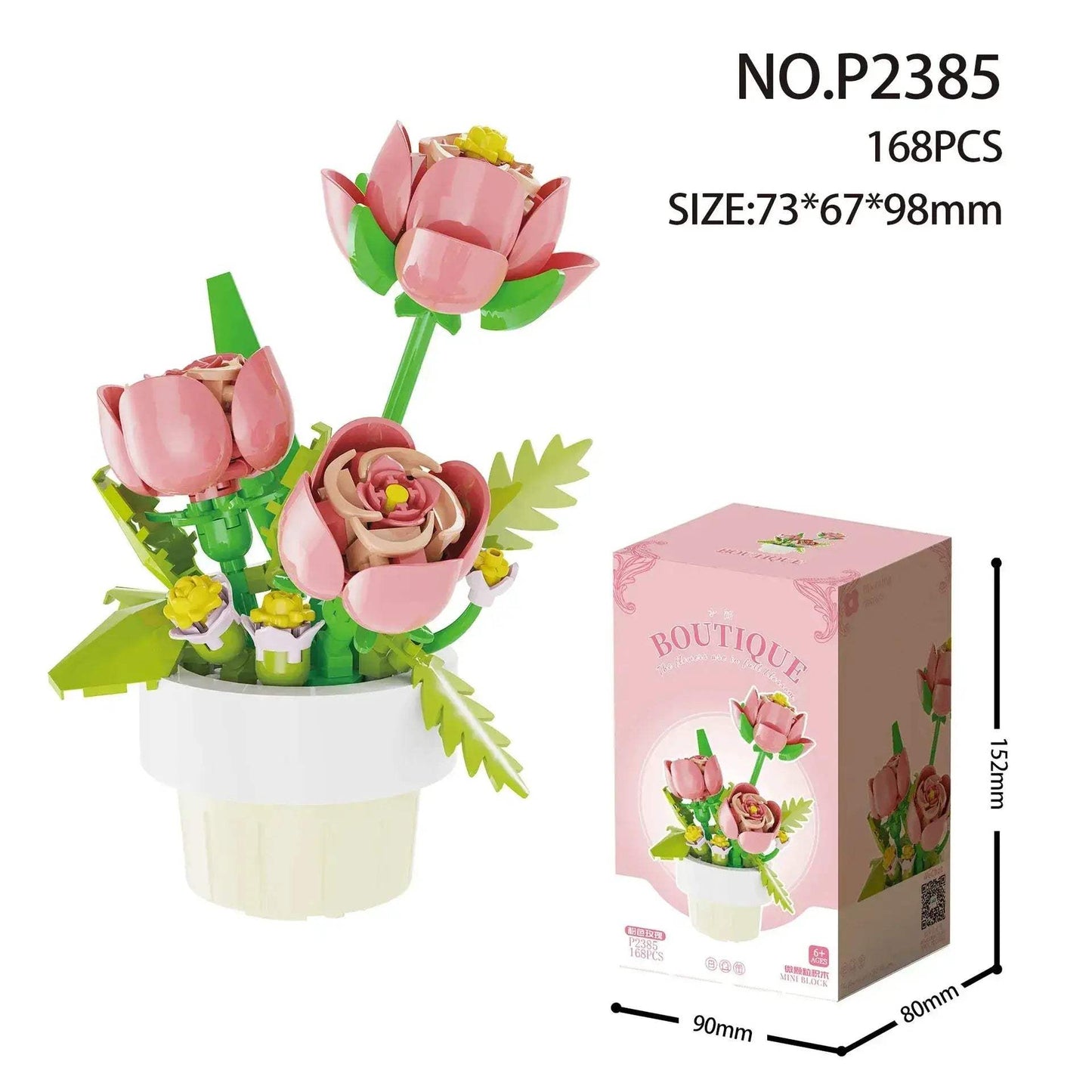 Building Blocks Rose Bouquet Creative Flower Model For Home Decor - ToylandEU