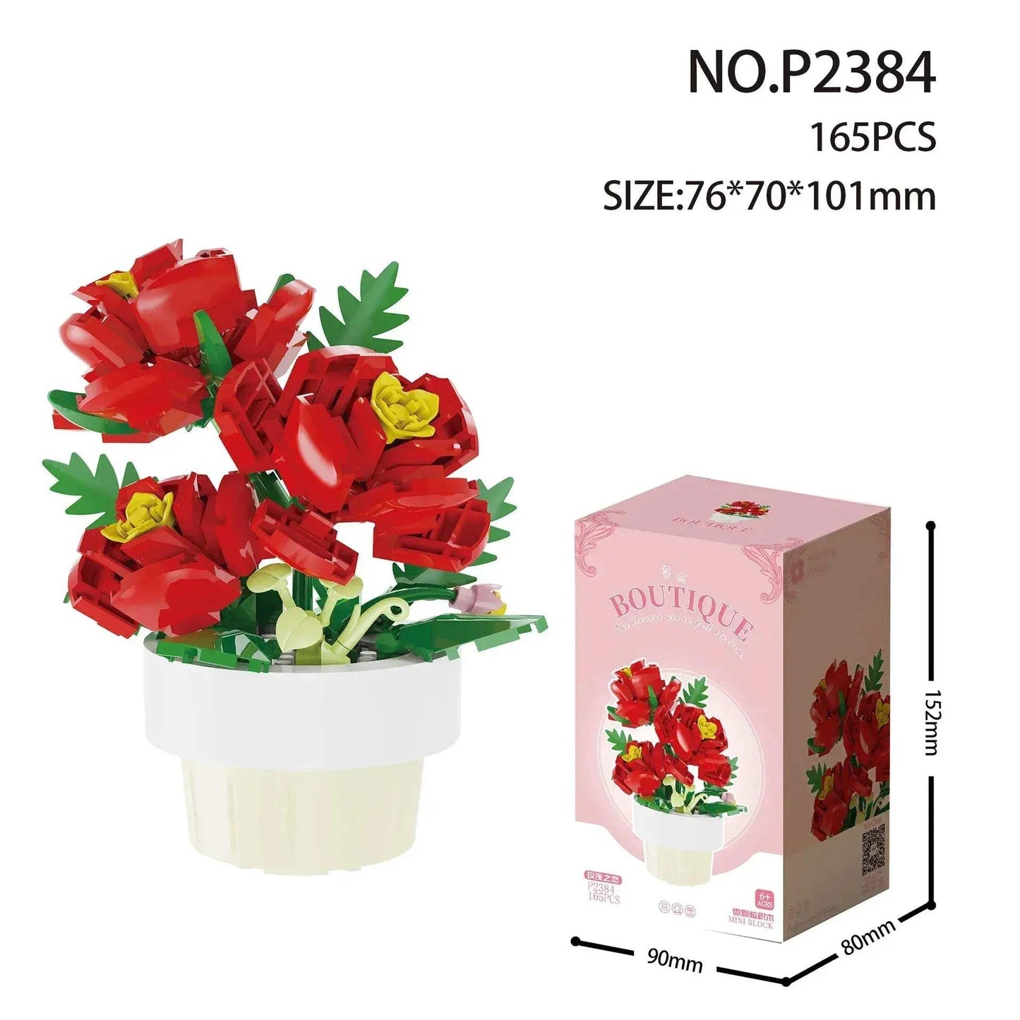 Building Blocks Rose Bouquet Creative Flower Model For Home Decor - ToylandEU