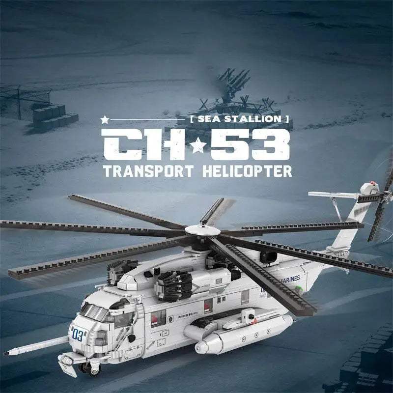 CH-53E Transport Helicopter Building Blocks Army Plane Military Fighter Model Assembly Bricks Desktop Deco Kids Toy - ToylandEU