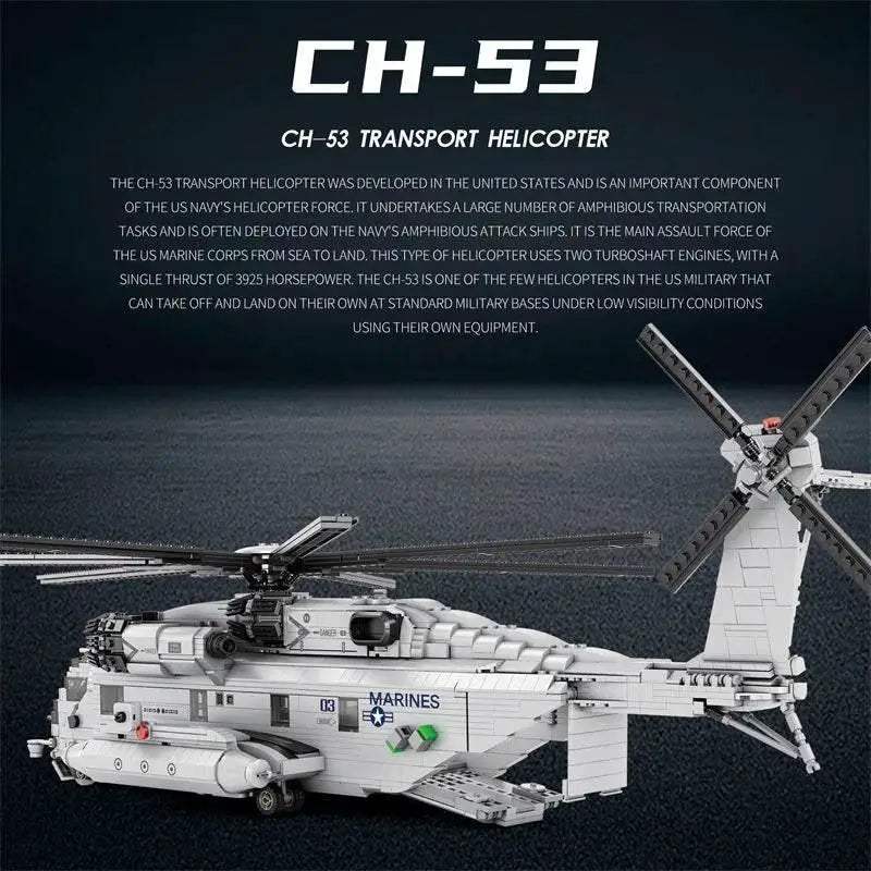 CH-53E Transport Helicopter Building Blocks Army Plane Military Fighter Model Assembly Bricks Desktop Deco Kids Toy - ToylandEU