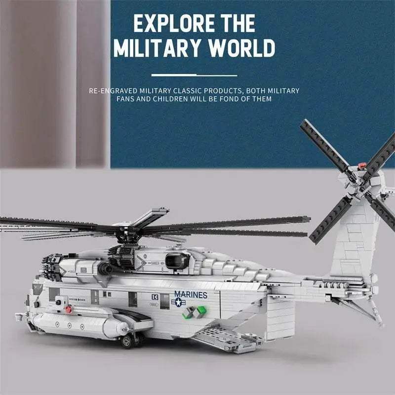 CH-53E Transport Helicopter Building Blocks Army Plane Military Fighter Model Assembly Bricks Desktop Deco Kids Toy - ToylandEU