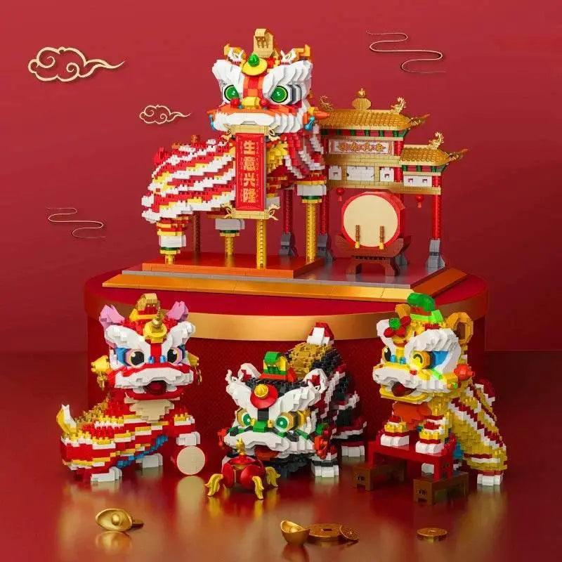  MOC Chinese Lion Dance Building Blocks New Year Spring Festival Gift -  ToylandEU™