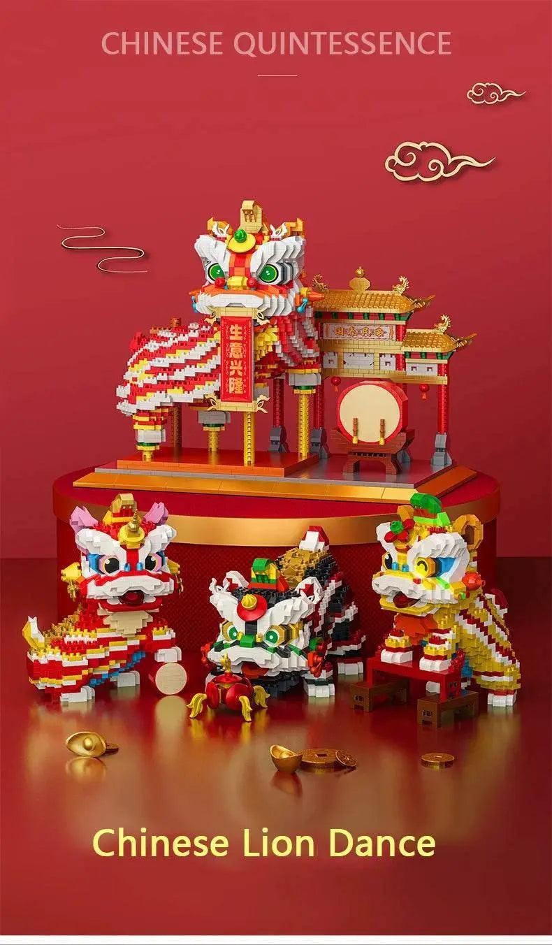  MOC Chinese Lion Dance Building Blocks New Year Spring Festival Gift -  ToylandEU™