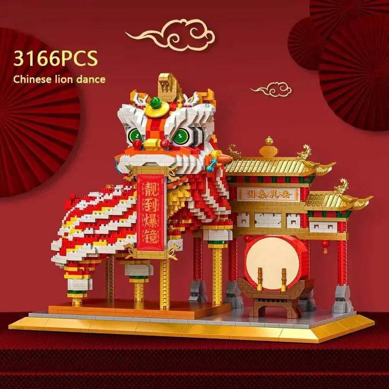  MOC Chinese Lion Dance Building Blocks New Year Spring Festival Gift -  ToylandEU™
