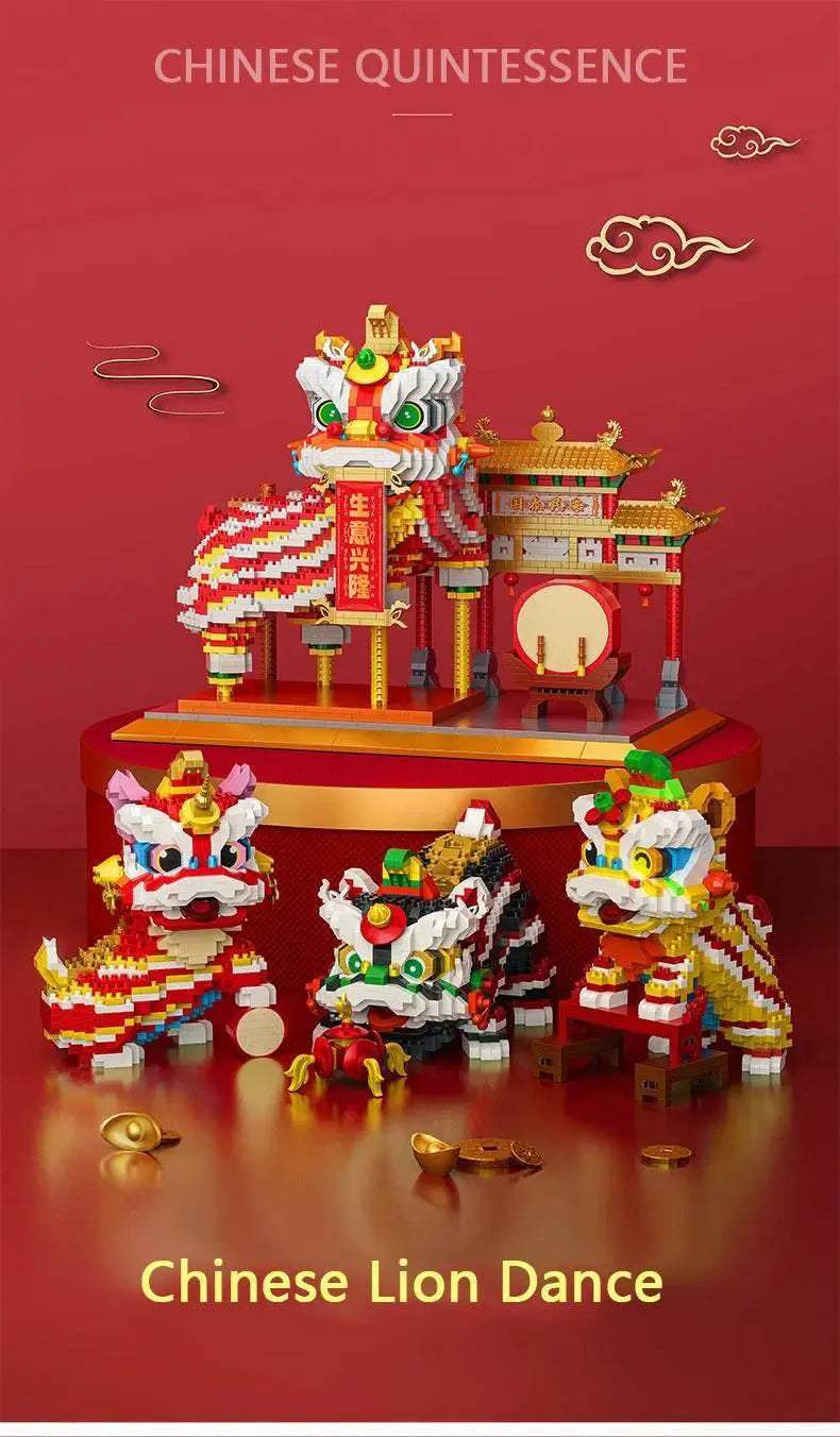 Chinese Lion Dance Building Blocks New Year Spring Festival Gift - ToylandEU