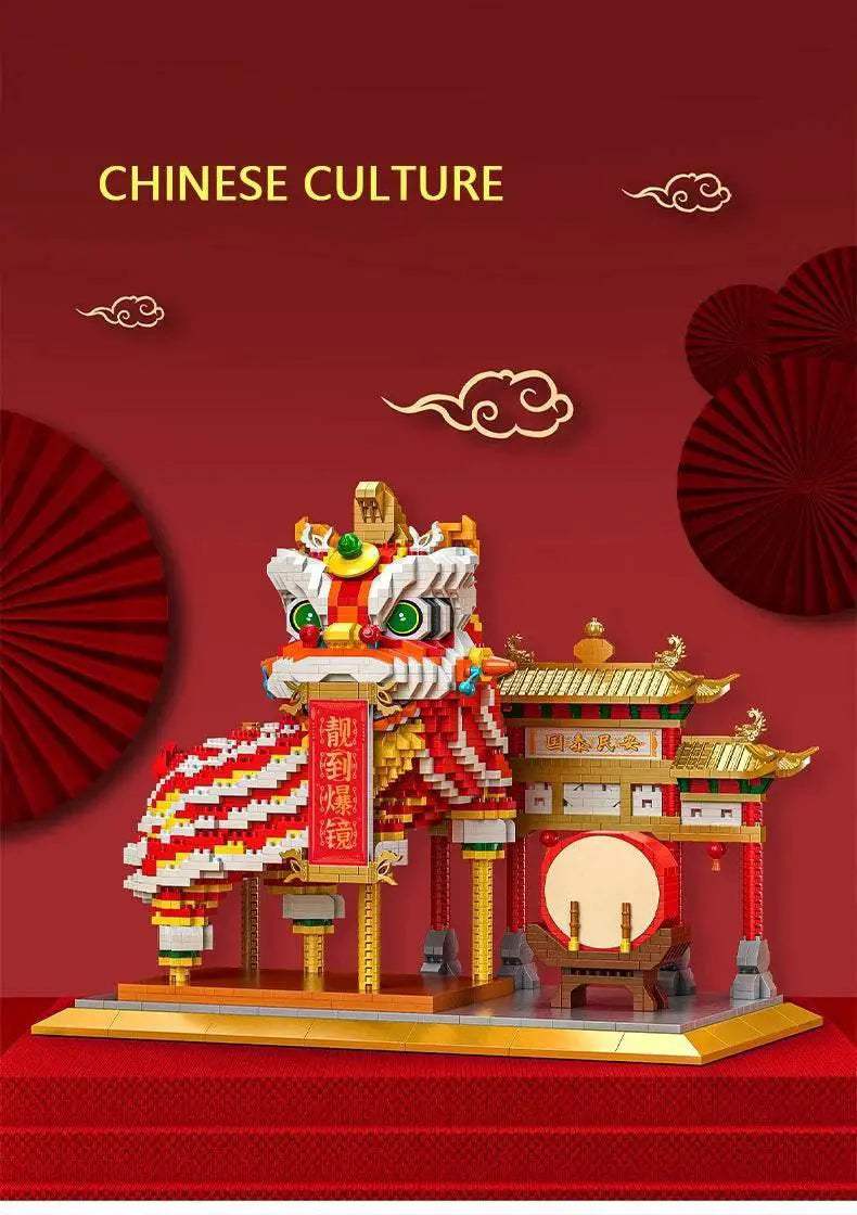 Chinese Lion Dance Building Blocks New Year Spring Festival Gift - ToylandEU