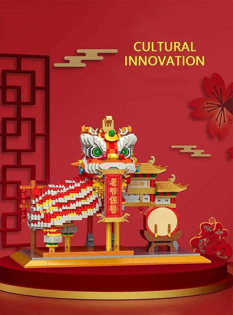 Chinese Lion Dance Building Blocks New Year Spring Festival Gift - ToylandEU