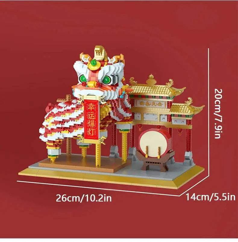 Chinese Lion Dance Building Blocks New Year Spring Festival Gift - ToylandEU