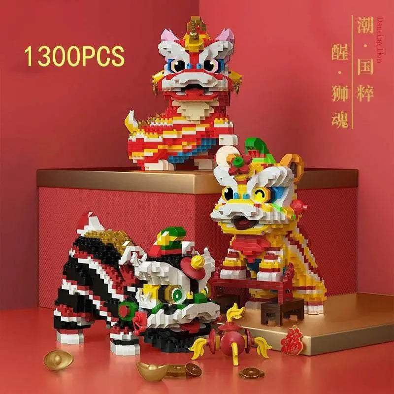 Chinese Lion Dance Building Blocks New Year Spring Festival Gift - ToylandEU