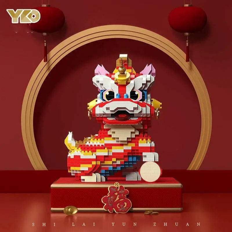 Chinese Lion Dance Building Blocks New Year Spring Festival Gift - ToylandEU