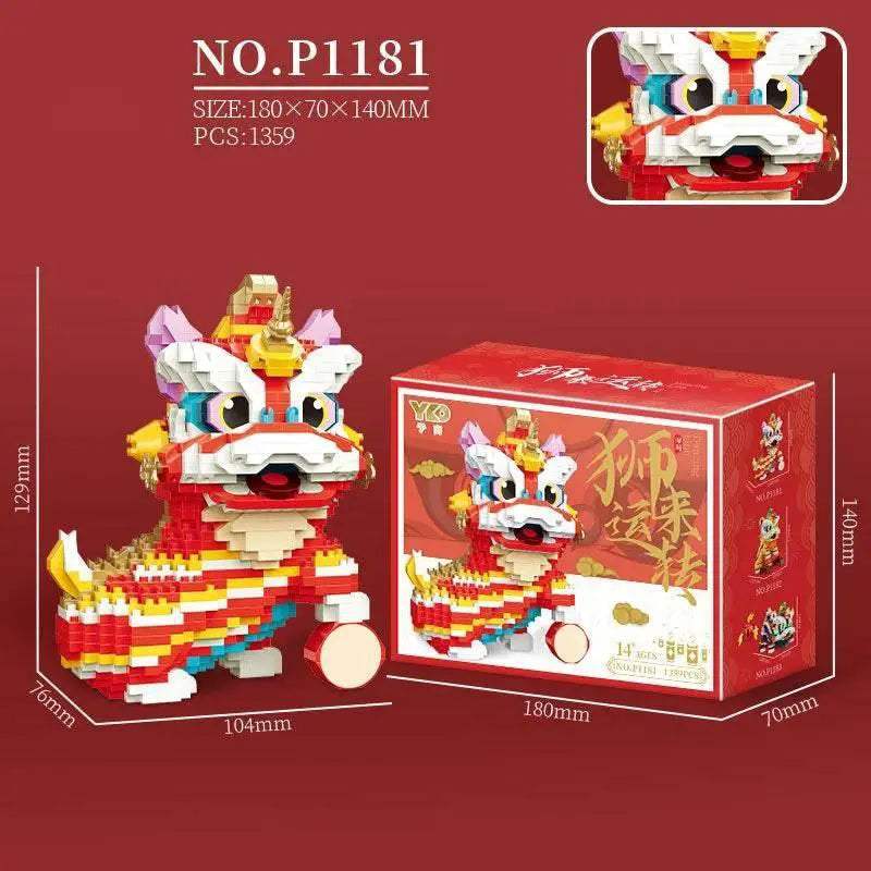 Chinese Lion Dance Building Blocks New Year Spring Festival Gift - ToylandEU