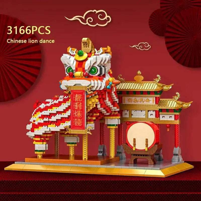 Chinese Lion Dance Building Blocks New Year Spring Festival Gift - ToylandEU