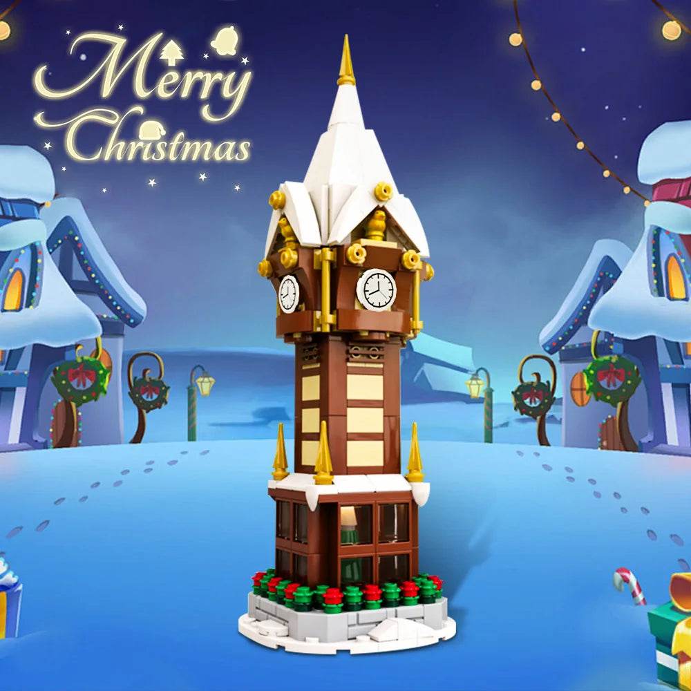 MOC Christmas Street Clock Building Blocks Winter Village Gift - ToylandEU