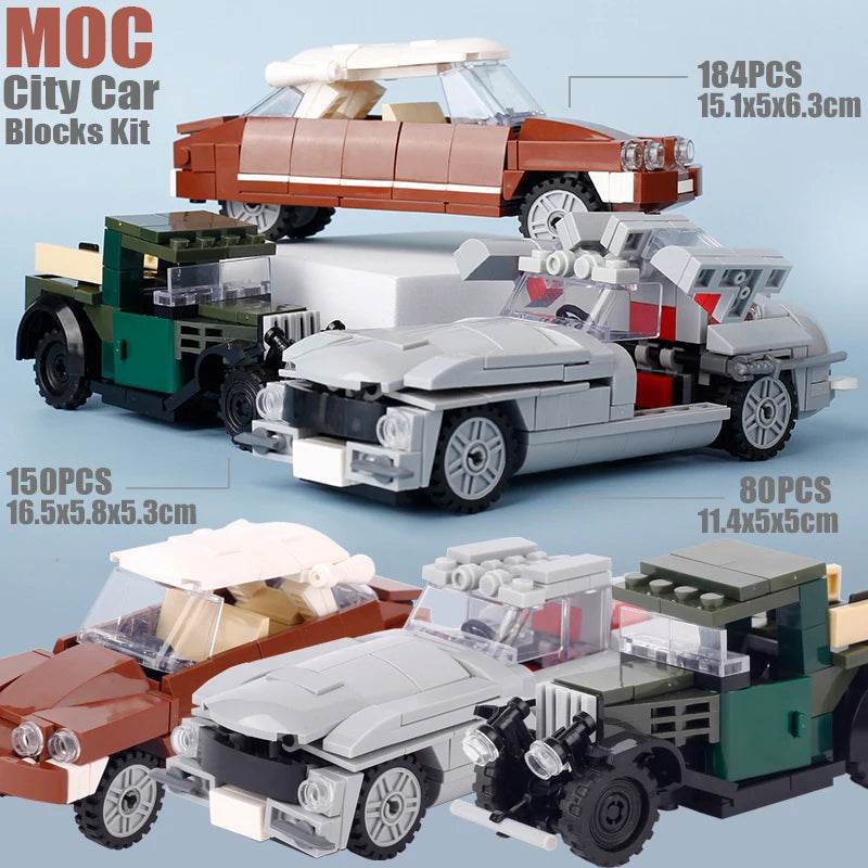 MOC City Retro Vintage Car Military Pickup Truck Building Kit Building Bricks MOC - ToylandEU