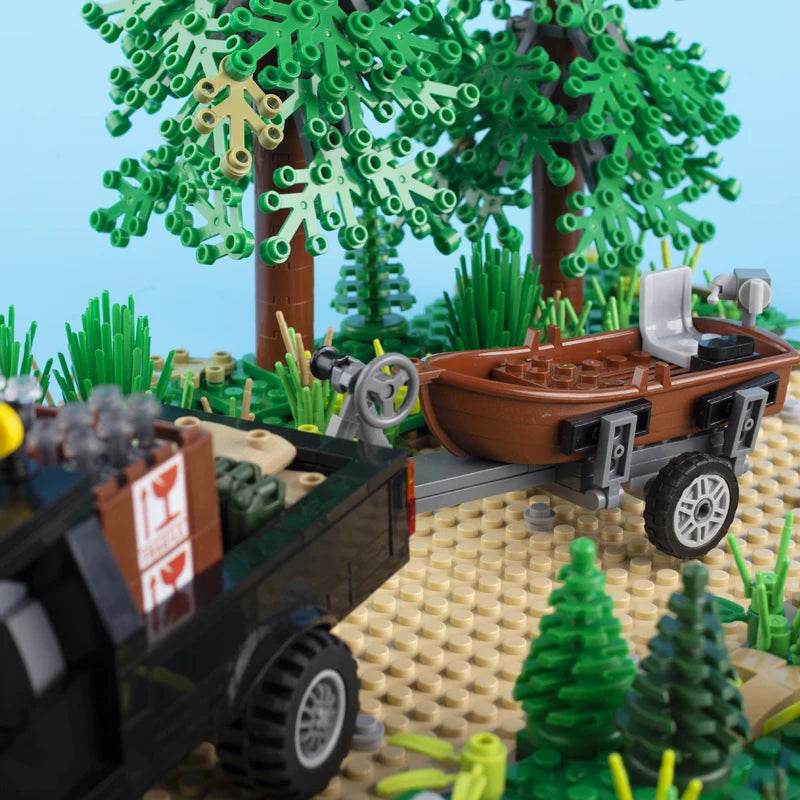 MOC City Retro Vintage Car Military Pickup Truck Building Kit Building Bricks MOC - ToylandEU