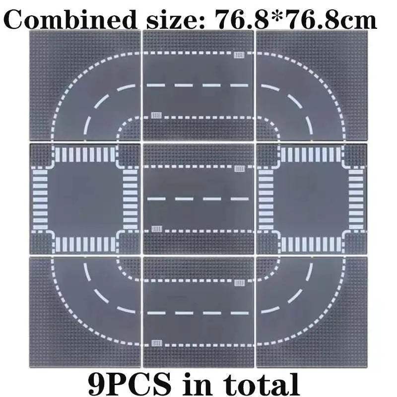 Classic Building Blocks Base Plate City Street View Traffic Road - ToylandEU