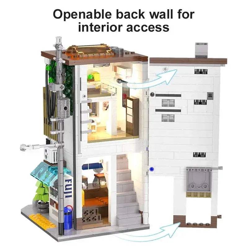 Creative Building Blocks City Street Scene MOC Japanese Steamed Bun House 1108 Pcs For Kids Gift - ToylandEU