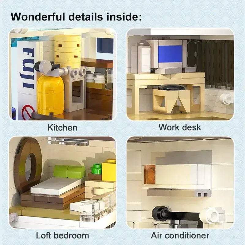 Creative Building Blocks City Street Scene MOC Japanese Steamed Bun House 1108 Pcs For Kids Gift - ToylandEU