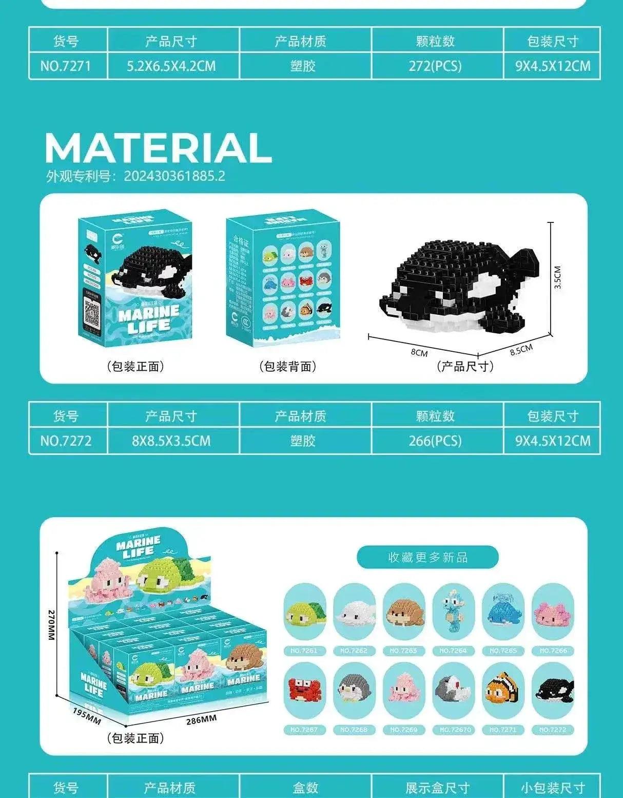  MOC Creative Ocean World Animal Particle Building Blocks Toys -  ToylandEU™
