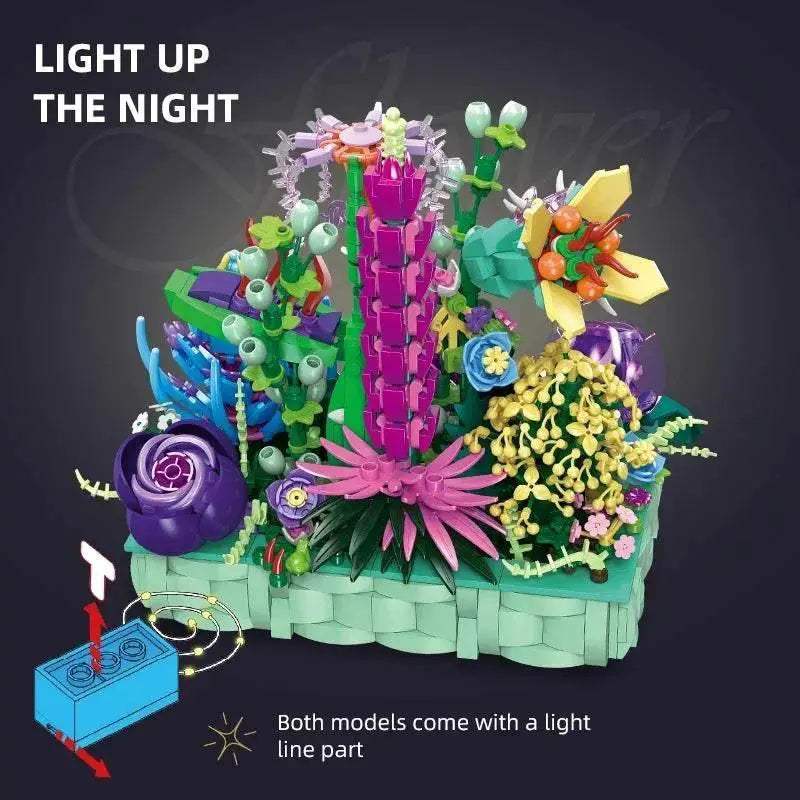 Creative Potted Flower Building Blocks Colorful Rose Lavender - ToylandEU