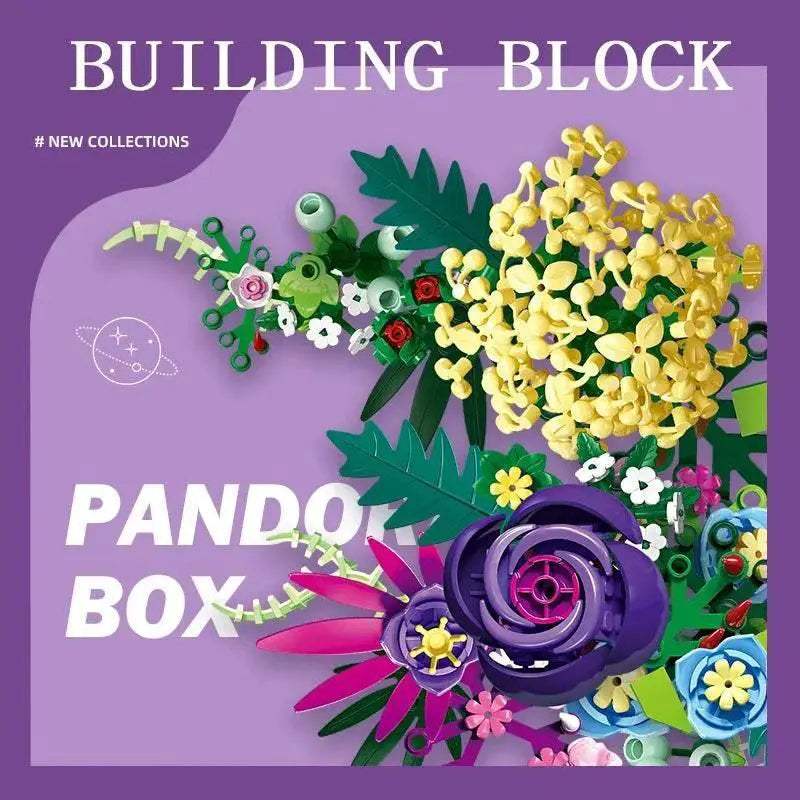Creative Potted Flower Building Blocks Colorful Rose Lavender - ToylandEU