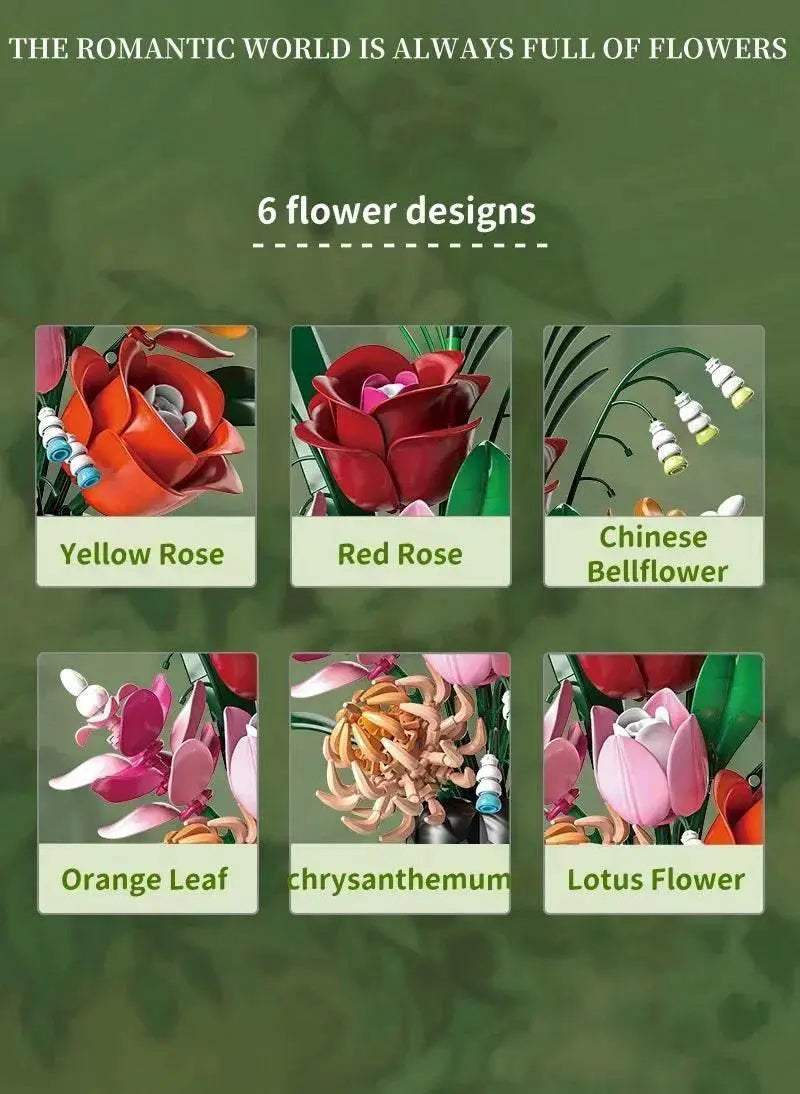 Creative Rose Building Blocks Set Model Flower Pot Gifts - ToylandEU
