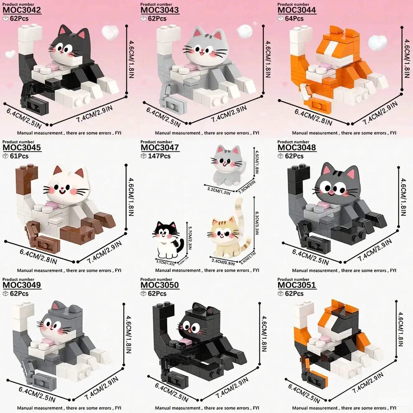 Cute Kitten BrickHeadz Building Blocks Set Ideal Gift For Adults - ToylandEU