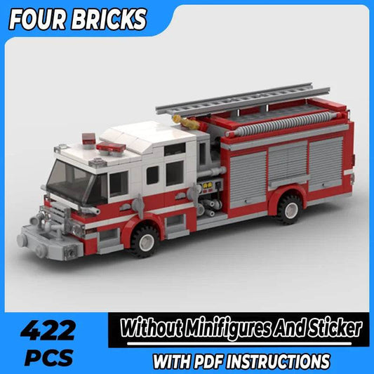 MOC DIY Firefighting Truck Building Bricks - 422 Piece Fire Pump Model Kit Building Blocks MOC - ToylandEU