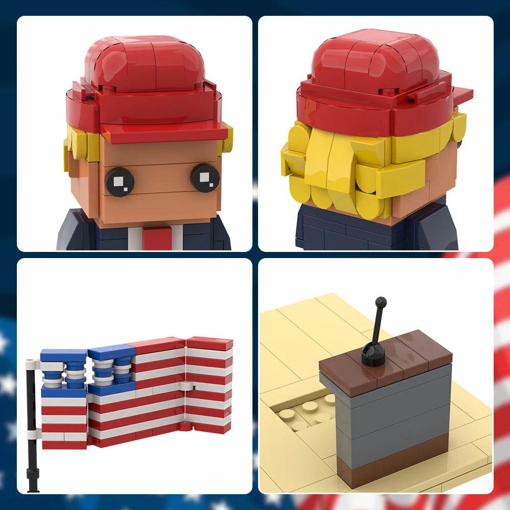MOC Donald Trump BrickheadZ Doll Mini Action Gift Building Bricks MOC - ToylandEU
