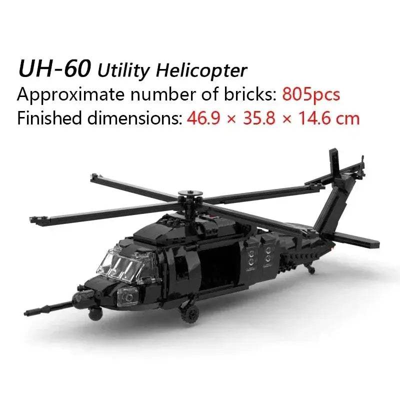MOC Educational UH60 Black Hawk Helicopter Building Blocks Set - ToylandEU