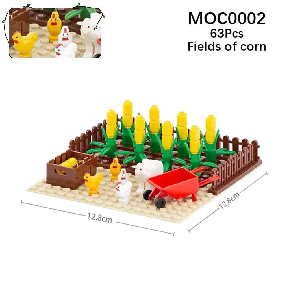 Farm Building Blocks Set With Flower And Animal Figures - ToylandEU