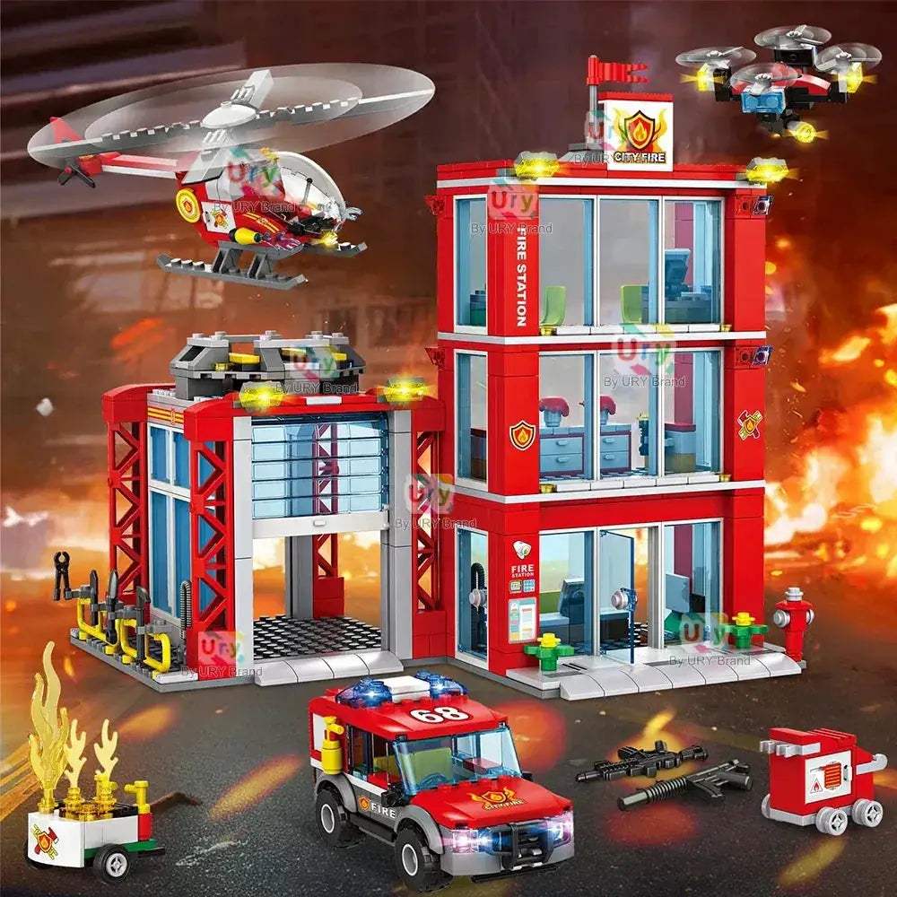 MOC Firefighter Ladder Truck LEGO Compatible Building Blocks Set - ToylandEU