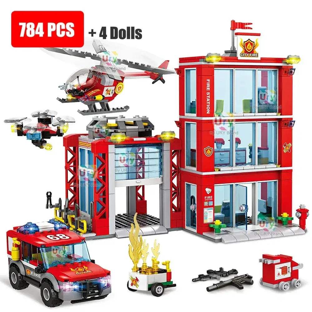 MOC Firefighter Ladder Truck LEGO Compatible Building Blocks Set - ToylandEU