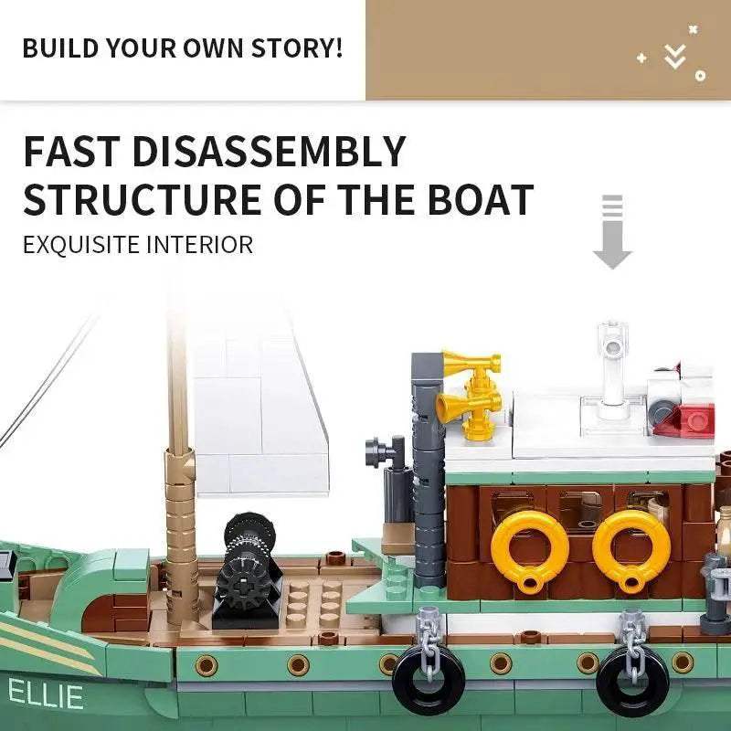 Fishing Boat Trawler Great White Shark Building Blocks Set - ToylandEU