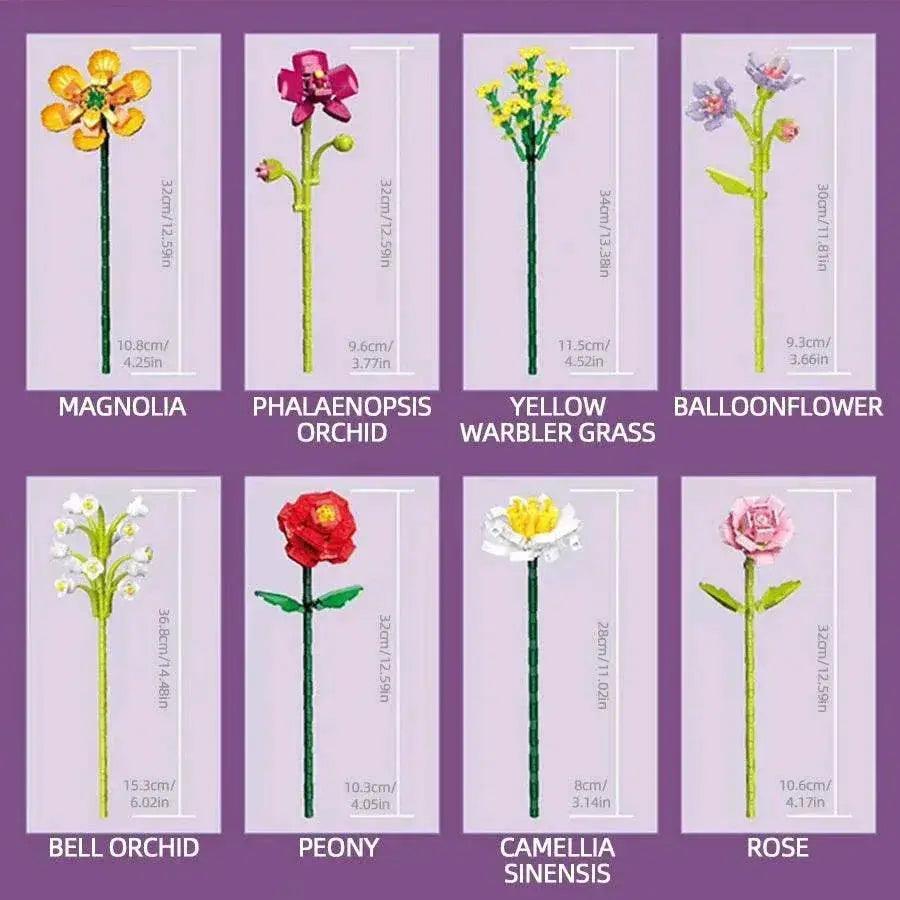  MOC Flower Bouquet Building Blocks Eternal Flower Rose Sunflower Set -  ToylandEU™