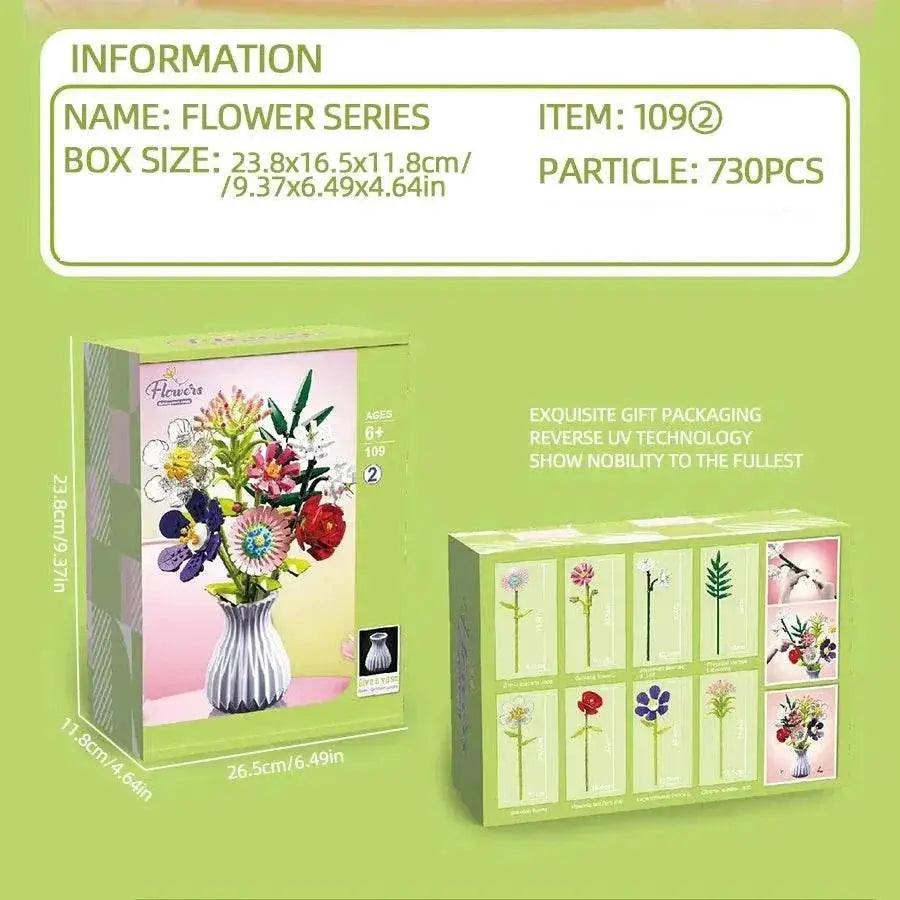  MOC Flower Bouquet Building Blocks Eternal Flower Rose Sunflower Set -  ToylandEU™