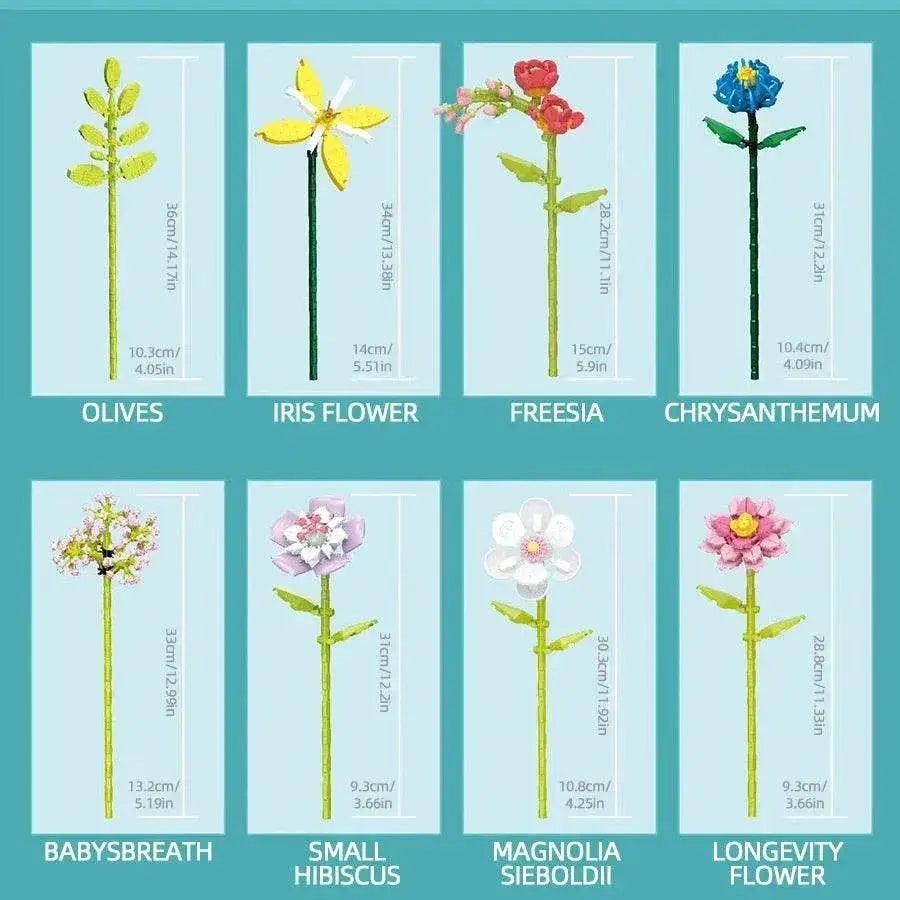  MOC Flower Bouquet Building Blocks Eternal Flower Rose Sunflower Set -  ToylandEU™