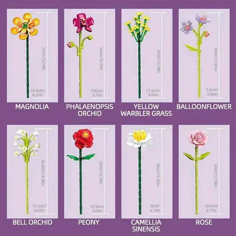 Flower Bouquet Building Blocks Eternal Flower Rose Sunflower Set - ToylandEU