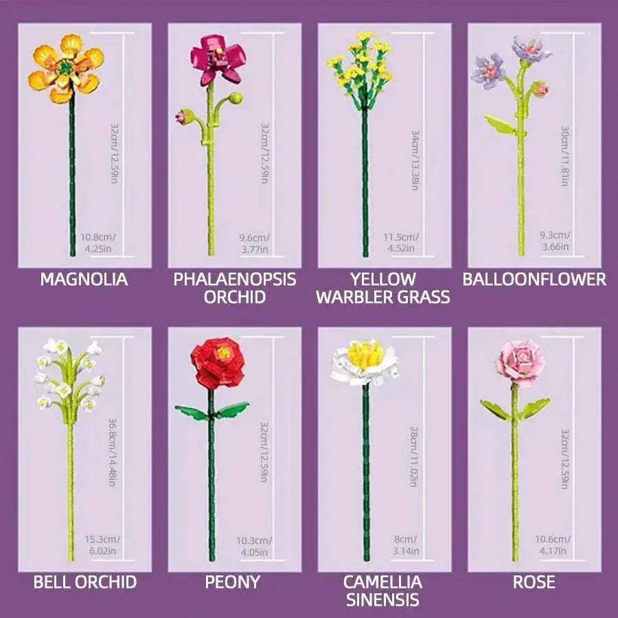Flower Bouquet Building Blocks Eternal Flower Rose Sunflower Set - ToylandEU