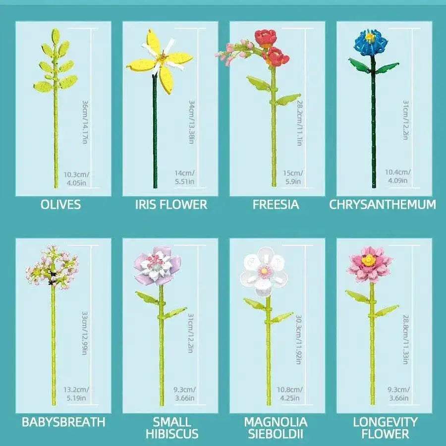 Flower Bouquet Building Blocks Eternal Flower Rose Sunflower Set - ToylandEU