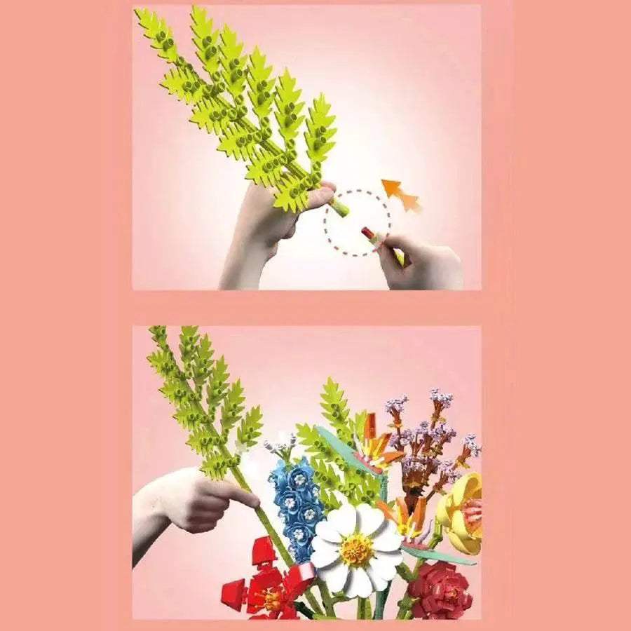 Flower Bouquet Building Blocks Eternal Flower Rose Sunflower Set - ToylandEU
