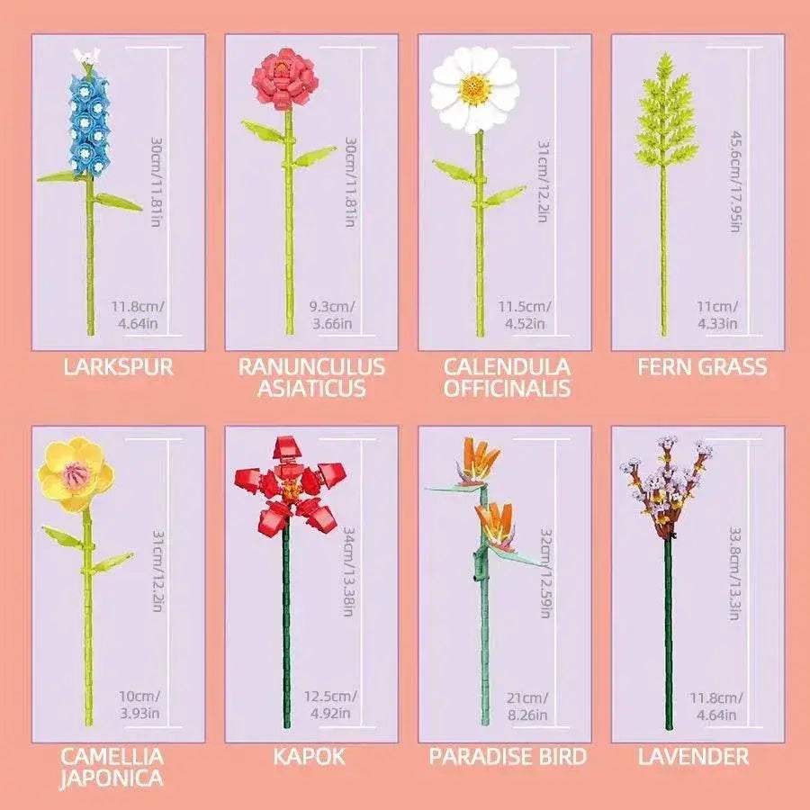 Flower Bouquet Building Blocks Eternal Flower Rose Sunflower Set - ToylandEU