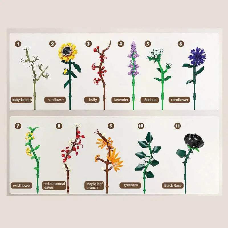 Flower Model Building Blocks Toys DIY Educational Gift 3D - ToylandEU